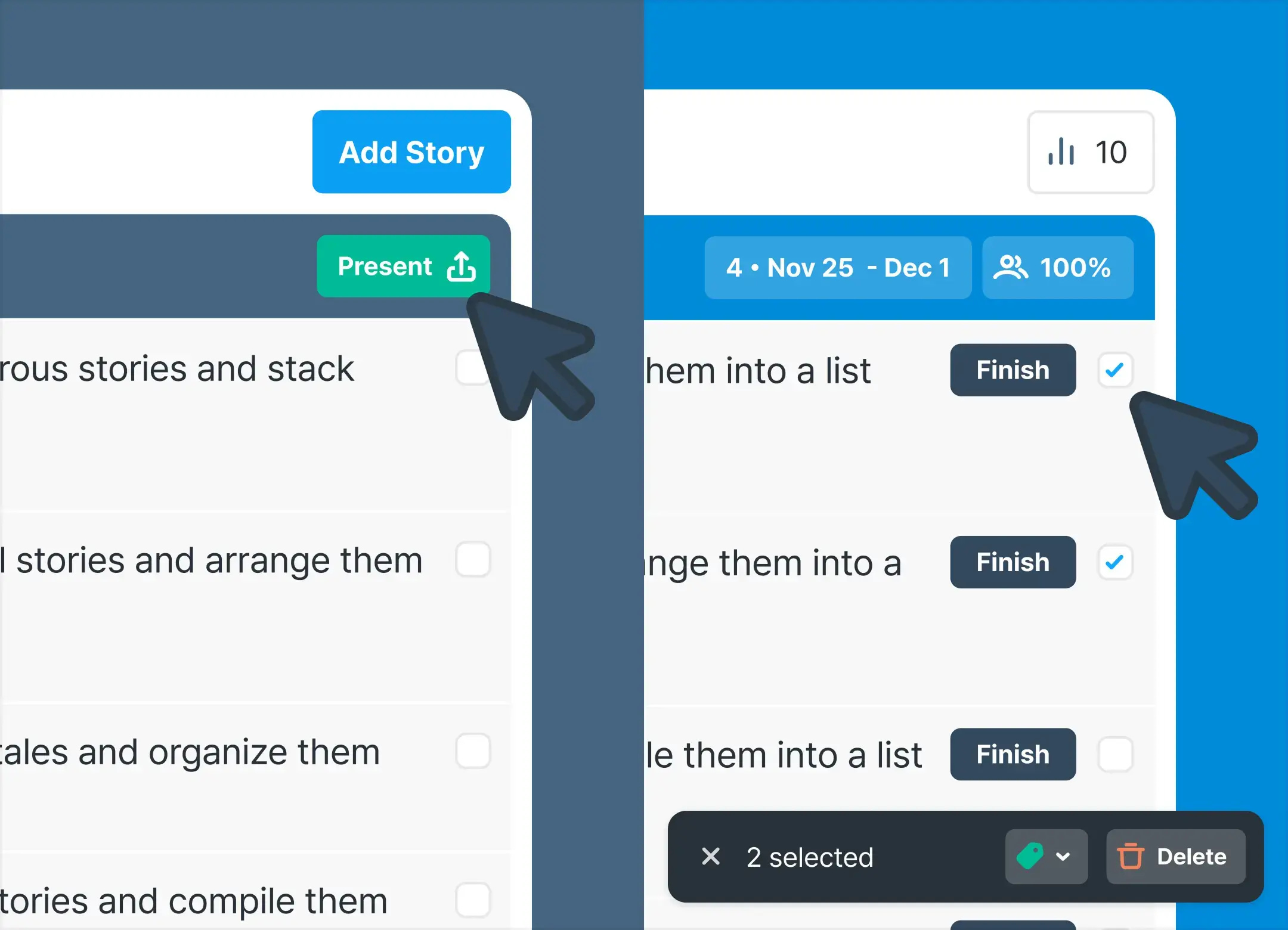 Present Mode and Bulk Actions